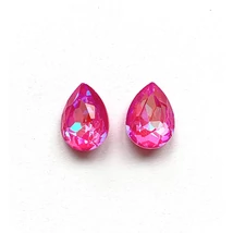 Csiszolt könnycsepp - 14x10mm - Crystal Lotus Pink DeLite