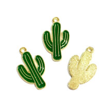 Medál - kaktusz - 25,5x15mm - halvány arany, zöld színekben