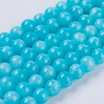 Ásványgyöngy - 8mm - Természetes sötét türkiz színű Jáde