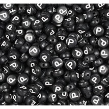 Fekete betű gyöngy - P