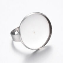 Üveg lencsés gyűrű alap - 20mm lencséhez - platina ezüst színben - Rozsdamentes Acél!