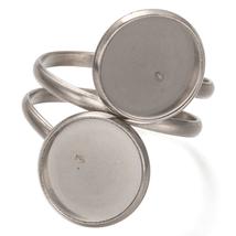 Üveg lencsés gyűrű alap - 12mm lencséhez - dupla - platina ezüst színben - Rozsdamentes Acél!