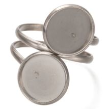 Üveg lencsés gyűrű alap - 12mm lencséhez - dupla - platina ezüst színben - Rozsdamentes Acél!
