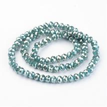 Üveggyöngy - 6x4mm - telt -sötét türkiz - fánk alakú gyöngy (1szál)