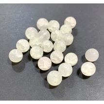Üveggyöngy - 8mm - robbantott - krémfehér - gömb