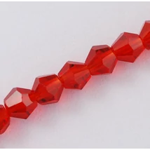 Üveggyöngy - 6mm - bicone - áttetsző piros