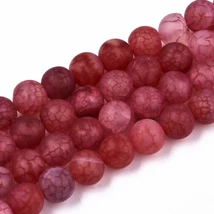 Ásványgyöngy - 8mm - Természetes Achát - festett fagyos cseresznye  színben