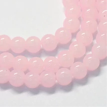 Üveggyöngy - 8mm - opal - rózsaszín - gömb - alakban -10db