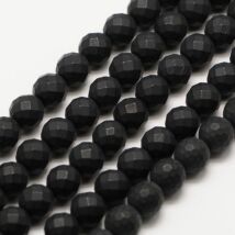 Ásványgyöngy - 8mm - Fagyos fekete achát - fazettázott felülettel