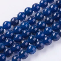 Ásványgyöngy - 8mm - Természetes Achát - Sötétkék színben