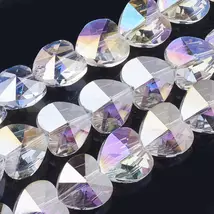 Üveggyöngy - 14x14mm - kristály AB - szív