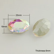 Kristály - 18x26x6mm - ovális - kaboson - Crystal Ab