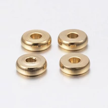 Köztes gyöngy - 6x1,5mm - lapos - kerek - arany - 304 Rozsdamentes Acél! 
