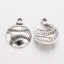 Medál - baseball labda - 18x14mm - platina ezüst színben - ólom és kadmiummentes!