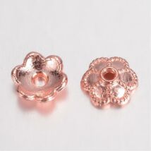 Gyöngysapka - 6x2mm - virág - rózsaarany színben (10db)