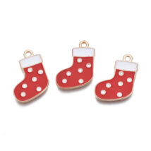 Medál - zokni - karácsonyi piros fehér és arany színben - ólom és kadmiummentes