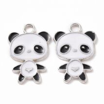 Medál - panda - 21,5x14,5mm – fekete, fehér és ezüst színekben