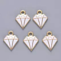 Medál - gyémánt - 15x11mm - halvány arany, fehér színben
