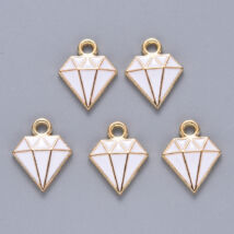 Medál - gyémánt - 15x11mm - halvány arany, fehér színben