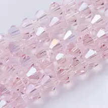 Üveggyöngy - 4mm - rózsaszín - bicone formájú