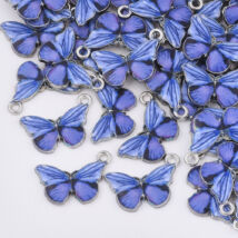 Medál - pillangó - ötvözött zománc - kék és orhidea - ezüst színben