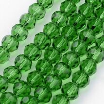 Üveggyöngy - 10mm - áttetsző zöld színben - csiszolt (10db)