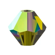 Preciosa® - 3mm -  Olivine AB, 3mm bicone/ rombusz gyöngy