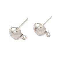 Fülbevaló alap, félkör, bedugós, rozsdamentes acél, 9x6mm (pár) 