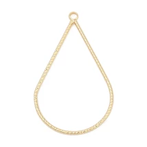 Fülbevaló alap, Sárgaréz, könnycsepp, valódi 18K aranyozott, 37.5x22.5x1mm (pár)