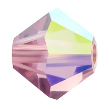 Preciosa® - 3mm - Light Amethyst AB, 3mm bicone/ rombusz gyöngy