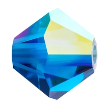 Preciosa® - 3mm - Capri Blue AB, 3mm bicone/ rombusz gyöngy