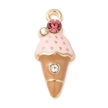Medál - fagyi charm, strasszkővel, hosszú élettartamú bevonattal,  22.5x9.5x3.5mm