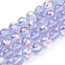 Üveggyöngy - 8x7,5mm - áttetsző lila - félig AB színű - gömb alakban, csiszolt (10db)