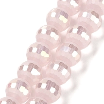  Üveggyöngy - galvanizált - matt AB - fazettált - kerek - misztikus rózsaszín színben (10db)