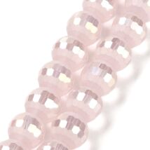  Üveggyöngy - galvanizált - matt AB - fazettált - kerek - misztikus rózsaszín színben (10db)