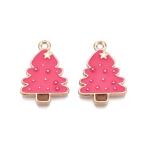 Medál - karácsonyi fenyő - pink és halvány arany színben 24,5x16,5x2mm - ólom és Kadmiummentes! 