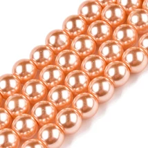 Tekla üveggyöngy - 8mm - Gyöngyház - narancs színben