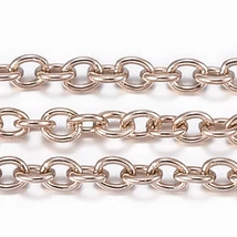 Ékszerlánc - 2x1.5x0.4mm - forrasztott - rózsaarany - 304 Rozsdamentes Acél 