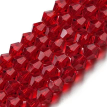 Üveggyöngy - 4x4mm - áttetsző, sötétvörös rombusz alakú