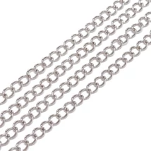 Ékszerlánc - 5x3.5x0.7mm - forrasztás nélkül, csavart - ovális, platina