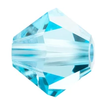 Preciosa® Crystal bicone gyöngy,  Aqua Bohemica, 6mm