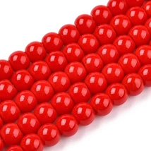 Üveggyöngy - telt, kerek, piros, 6~6.5mm szálban