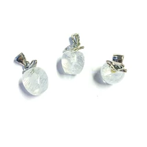 Ásványgyöngy- 15x10mm – Hegyikristály - alma alakban - platina akasztóval