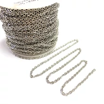 Rozsdamentes Acél lánc - 2x2x0,5mm - platina ezüst színben 