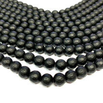 Ásványgyöngy - 8mm - Szintetikus kő - matt- fagyos kerek, csiszolt - fekete színben 