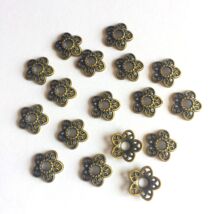 Gyöngykupak - 10,7x11mm - virág alakú, antik rézszínben - Nikkelmentes!