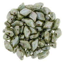 GEMDUO gyöngy - 8x5mm - Luster - Green/Opaque White - LN03000