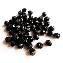 Üveggyöngy - 10x7mm - fekete - csiszolt fánk alakú 