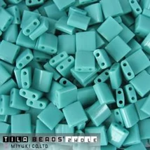 Tila gyöngy - 5x5mm - Opaque Turquoise Green - TL0412