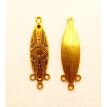 Antik arany színű míves, lapos, ovális alakú  fülbevaló alap (1 pár)